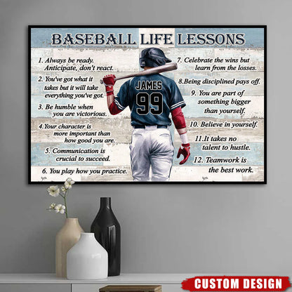 Personalized Baseball Life Lessons Poster / Canvas - Custom Gift For Baseball Lover