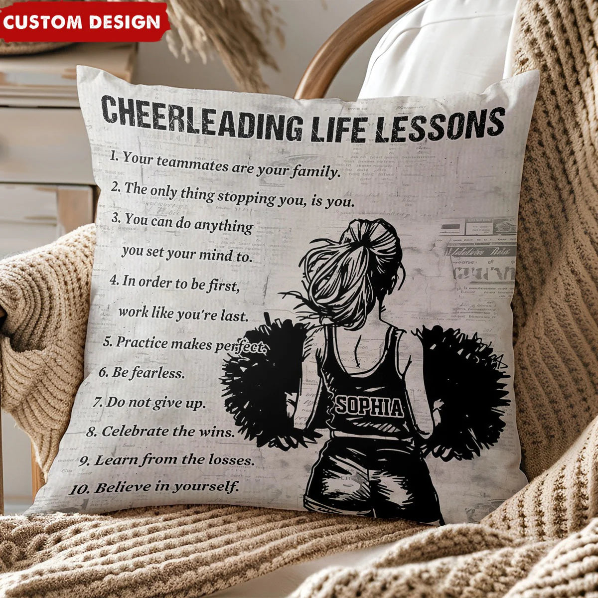 Personalized Cheerleading Life Lessons Girl Pillow - Gift For Cheerleading Lovers