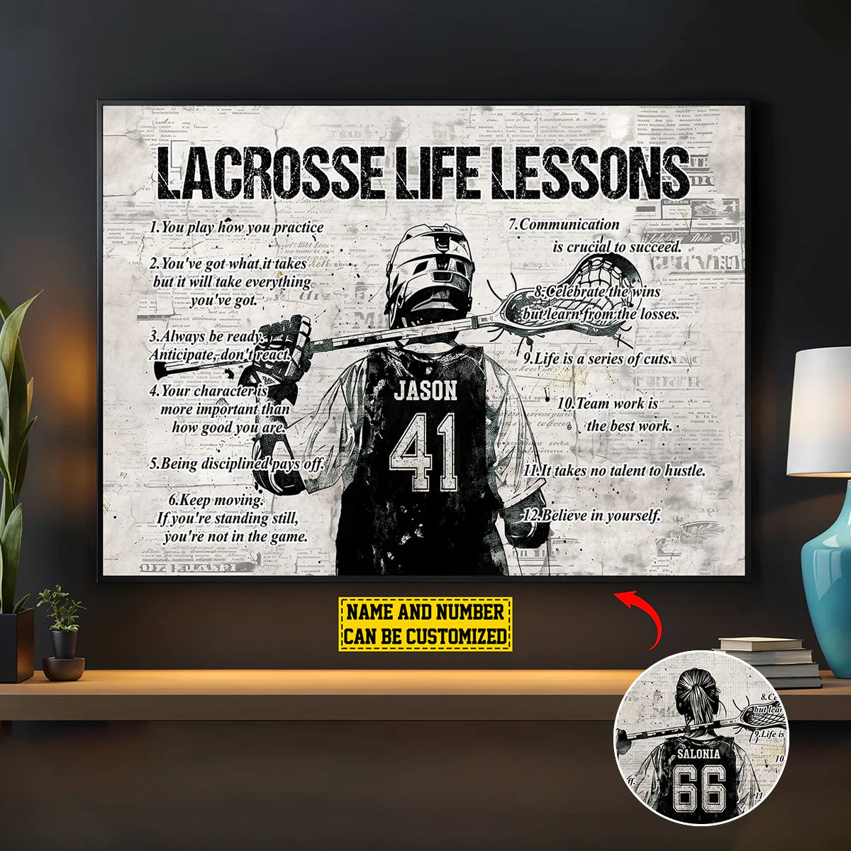Personalized Lacrosse Life Lessons Poster / Canvas - Custom Gift For Lacrosse Lovers
