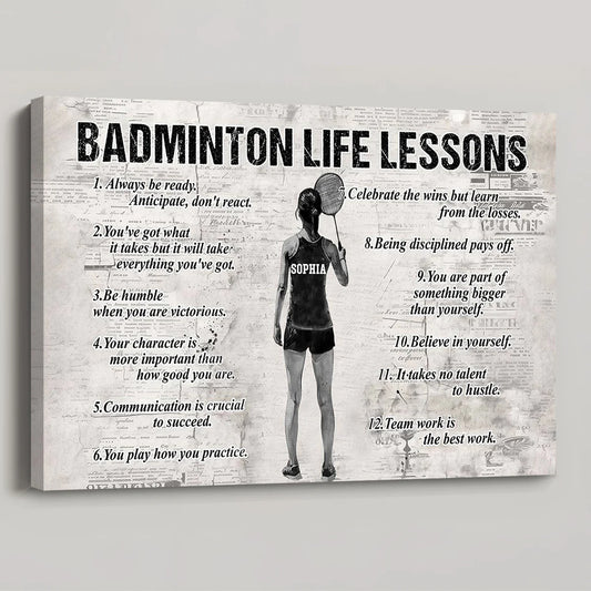 Personalized Badminton Life Lessons Poster / Canvas - Custom Gift For Badminton Lovers