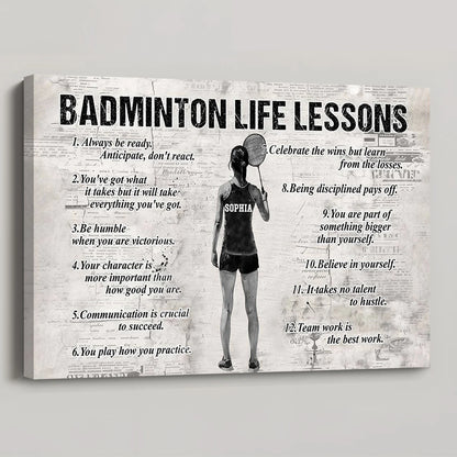 Personalized Badminton Life Lessons Poster / Canvas - Custom Gift For Badminton Lovers