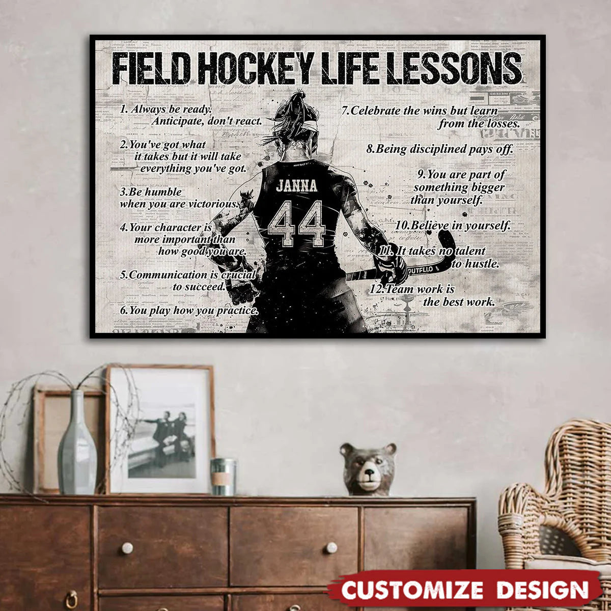 Personalized Field Hockey Life Lessons Poster / Canvas - Gift For Field Hockey Lovers