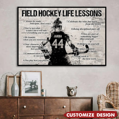 Personalized Field Hockey Life Lessons Poster / Canvas - Gift For Field Hockey Lovers
