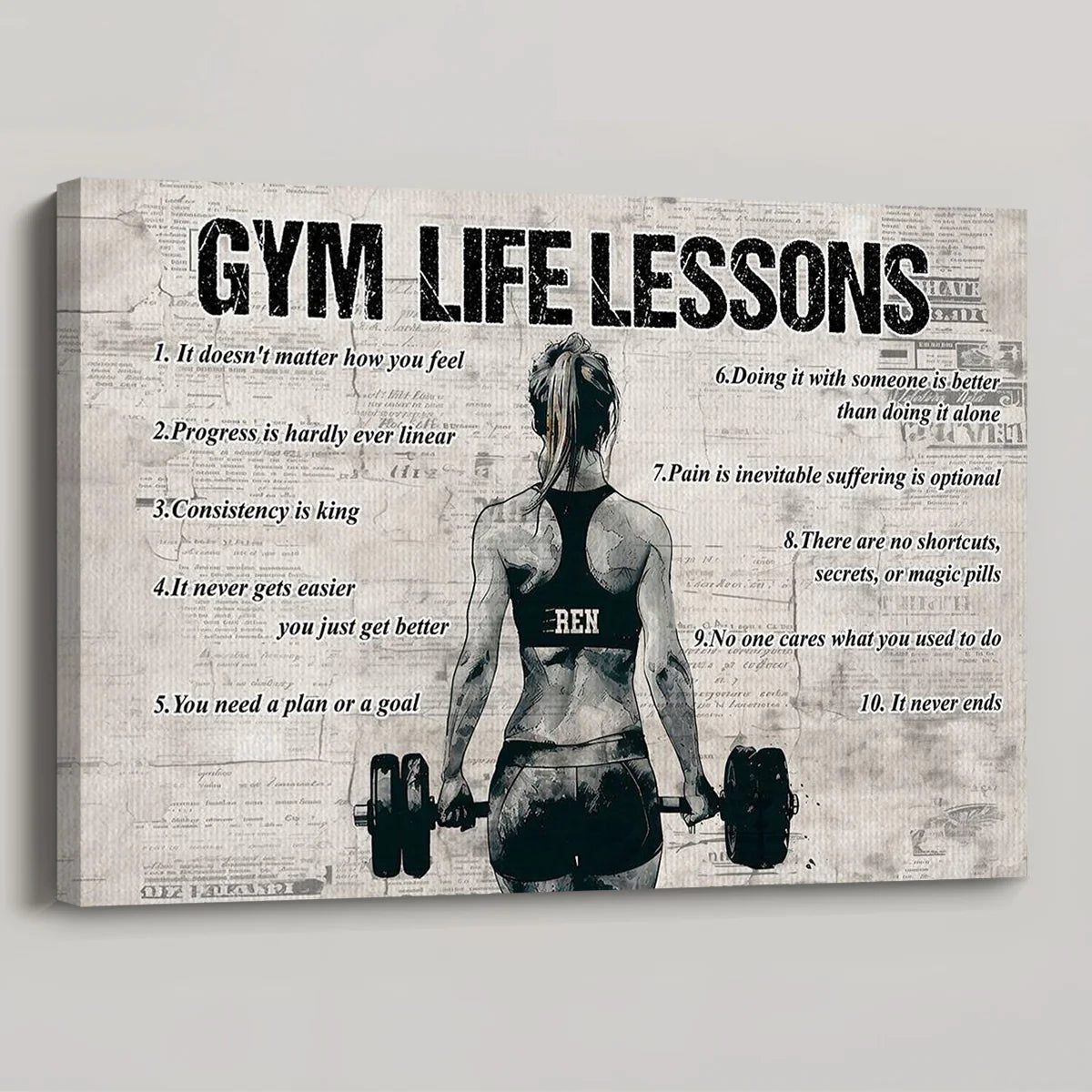 Personalized Gym Life Lessons Poster / Canvas - Custom Gift for Fitness Lovers