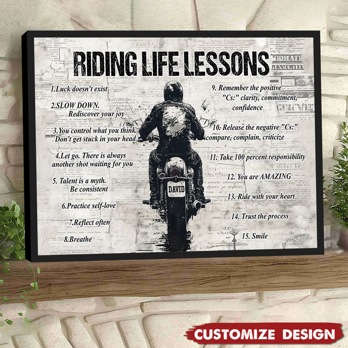 Personalized Quote Riding Life Lessons Poster / Canvas - Motivational Gift For Biker