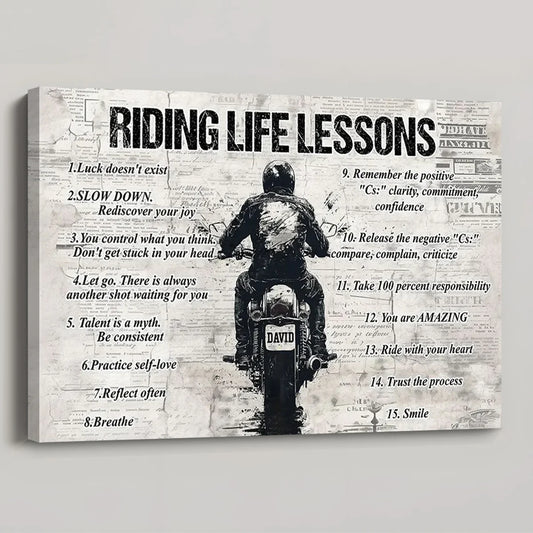Personalized Quote Riding Life Lessons Poster / Canvas - Motivational Gift For Biker