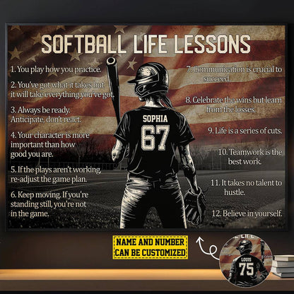 Personalized American Softball Life Lesson Poster / Canvas - Gift For Softball Lovers