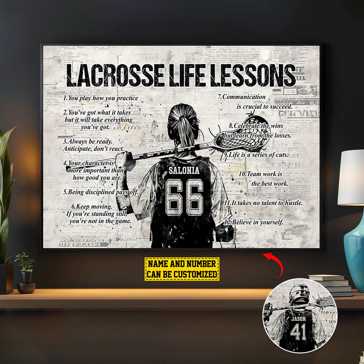Personalized Lacrosse Life Lessons Poster / Canvas - Custom Gift For Lacrosse Lovers