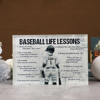 Personalized Baseball Life Lessons Acrylic Plaque - Gift for Boys & Baseball Lovers