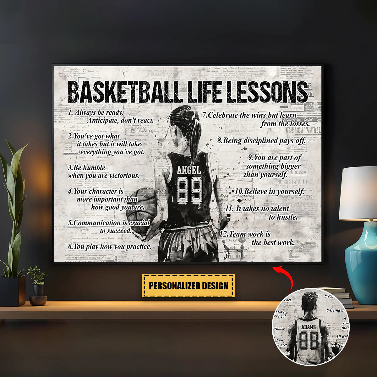 Basketball Life Lessons - Personalized Poster / Canvas (Multiple Skin Tones Available)