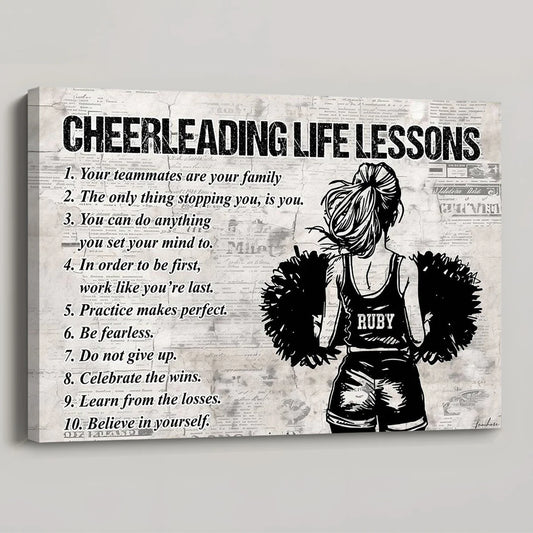 “Cheerleading Life Lessons” Personalized Poster / Canvas - Gift for Girls & Cheerleading Lovers