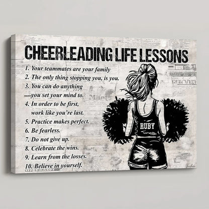 “Cheerleading Life Lessons” Personalized Poster / Canvas - Gift for Girls & Cheerleading Lovers