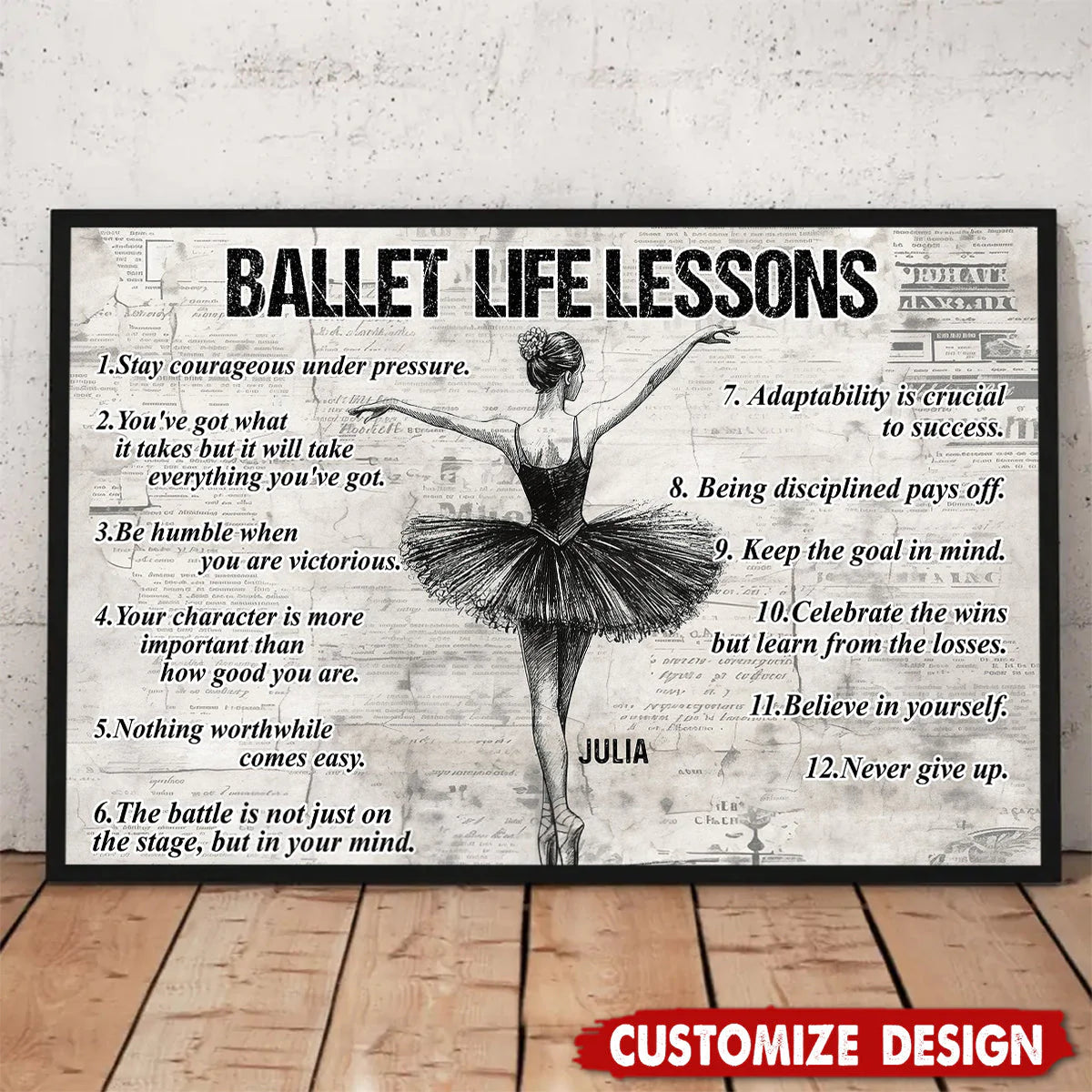 Personalized Ballet Life Lessons Poster / Canvas - Motivational Gift for Ballet Lovers