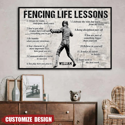 Personalized Fencing Life Lessons Poster / Canvas - Gift For Fencing Lovers