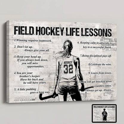 Personalized Field Hockey Life Lessons Poster / Canvas - Gift For Field Hockey Lovers & Players