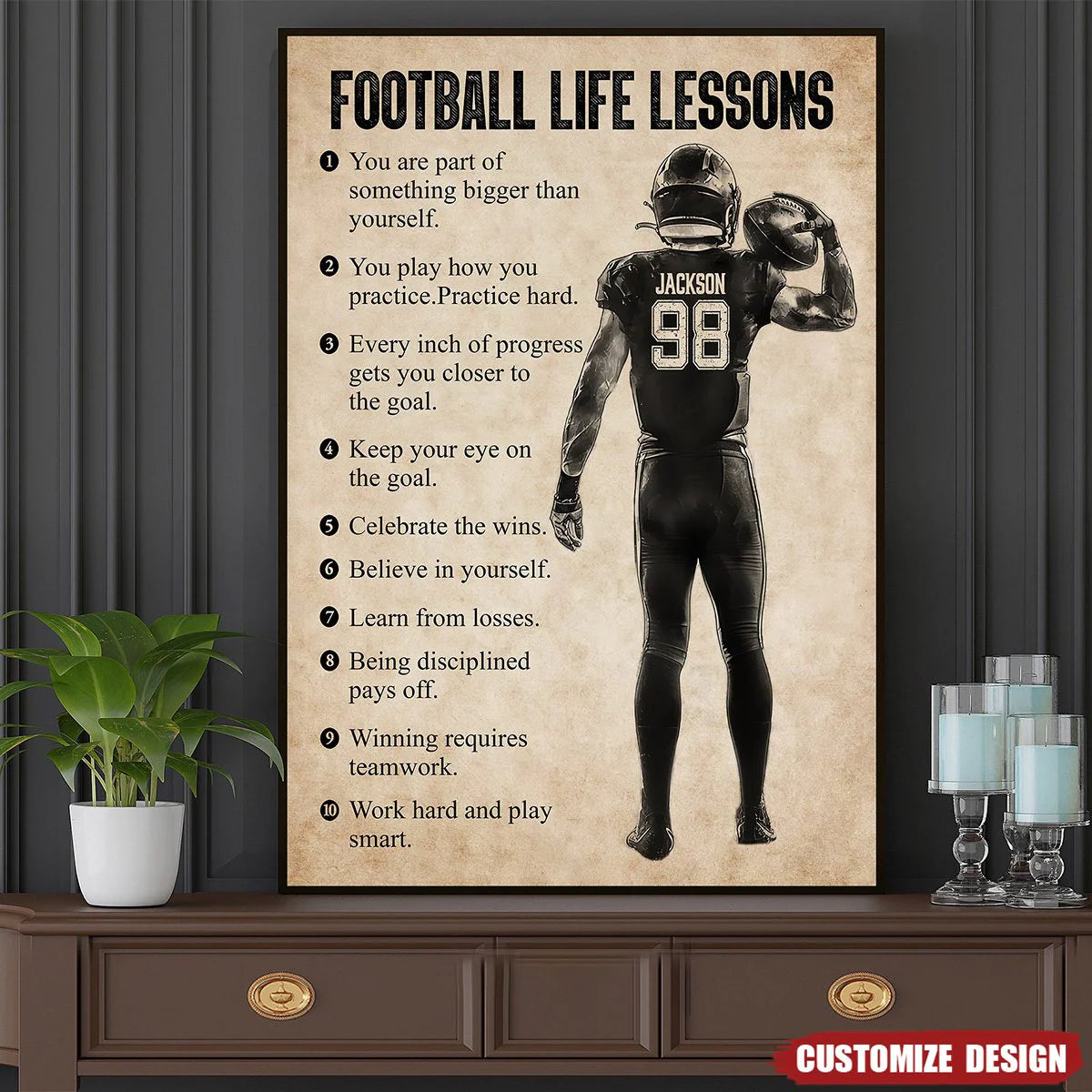 Personalized Football Life Lessons Poster- Gift For Football Lovers