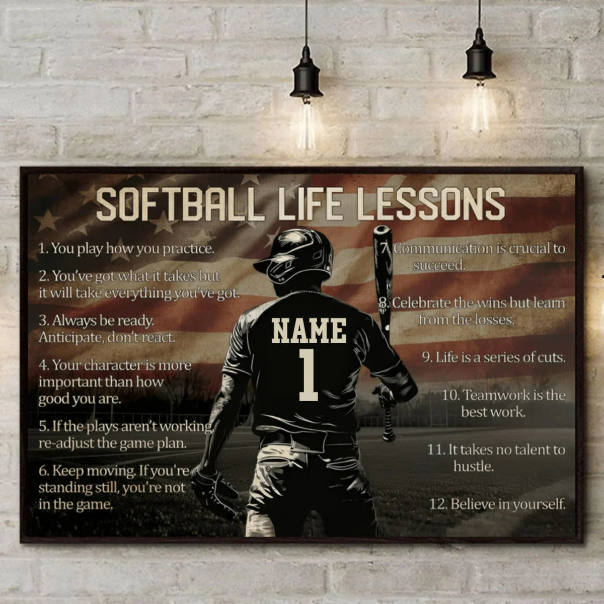 Personalized American Softball Life Lesson Poster / Canvas - Gift For Softball Lovers