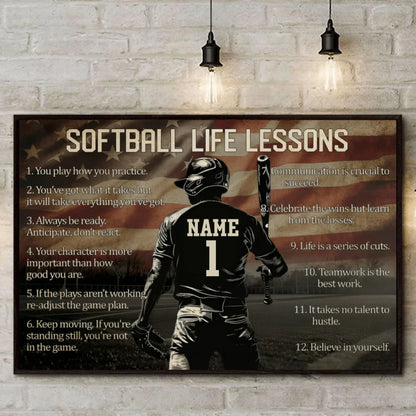 Personalized American Softball Life Lesson Poster / Canvas - Gift For Softball Lovers
