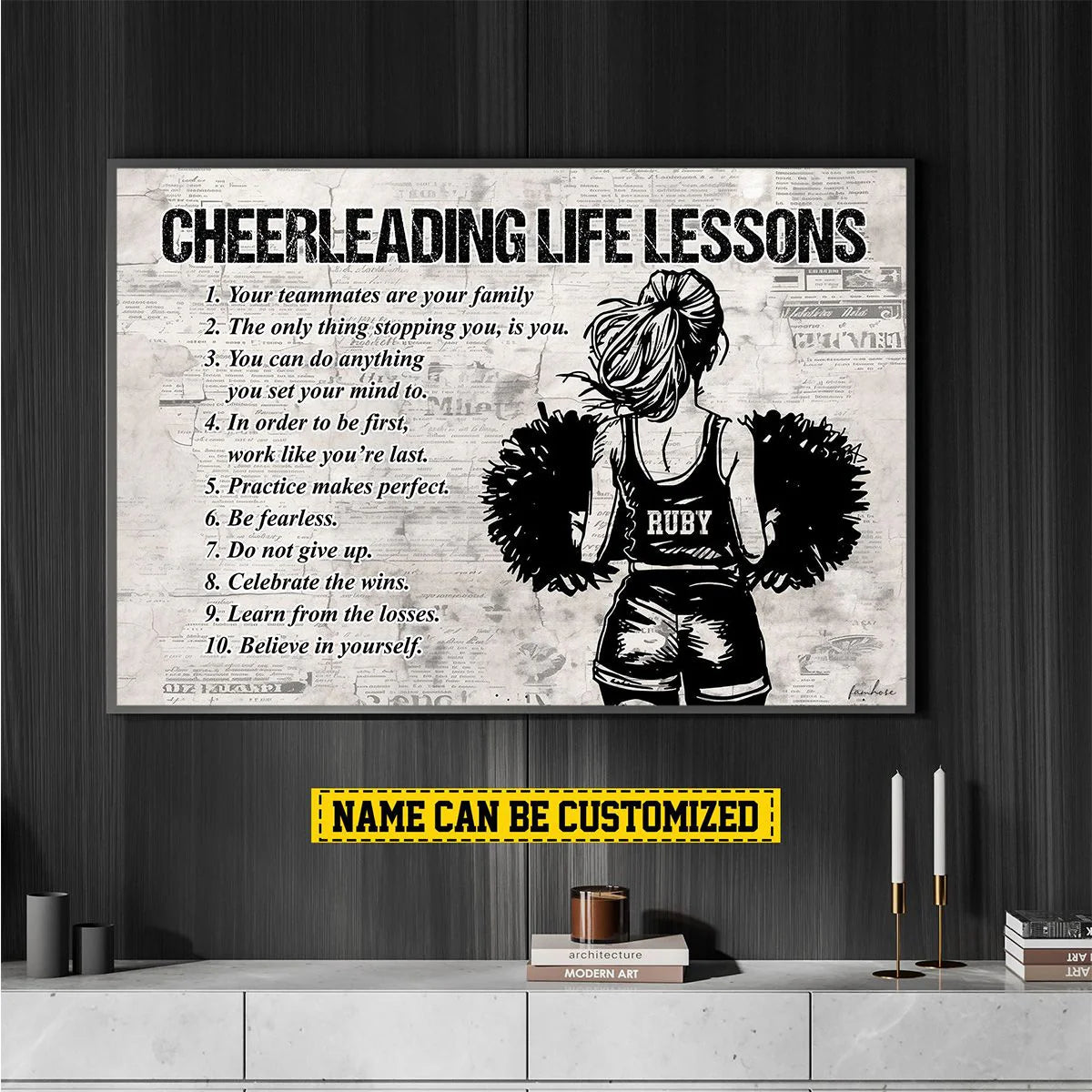 “Cheerleading Life Lessons” Personalized Poster / Canvas - Gift for Girls & Cheerleading Lovers
