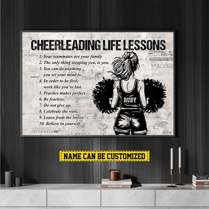 “Cheerleading Life Lessons” Personalized Poster / Canvas - Gift for Girls & Cheerleading Lovers