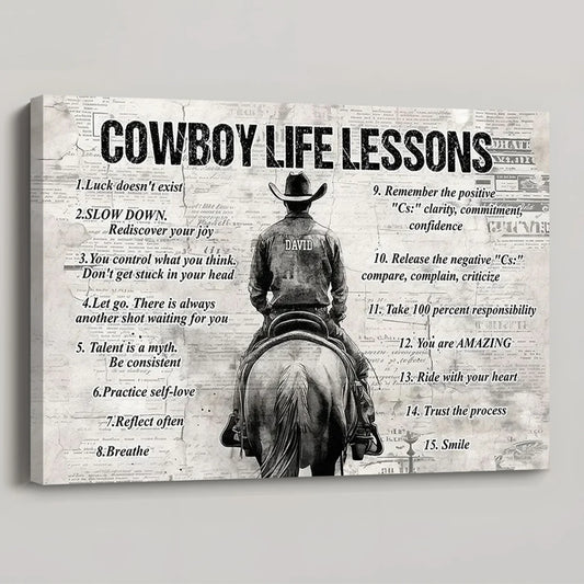 Personalized Cowboy Life Lessons Poster / Canvas - Gift For Cowboy