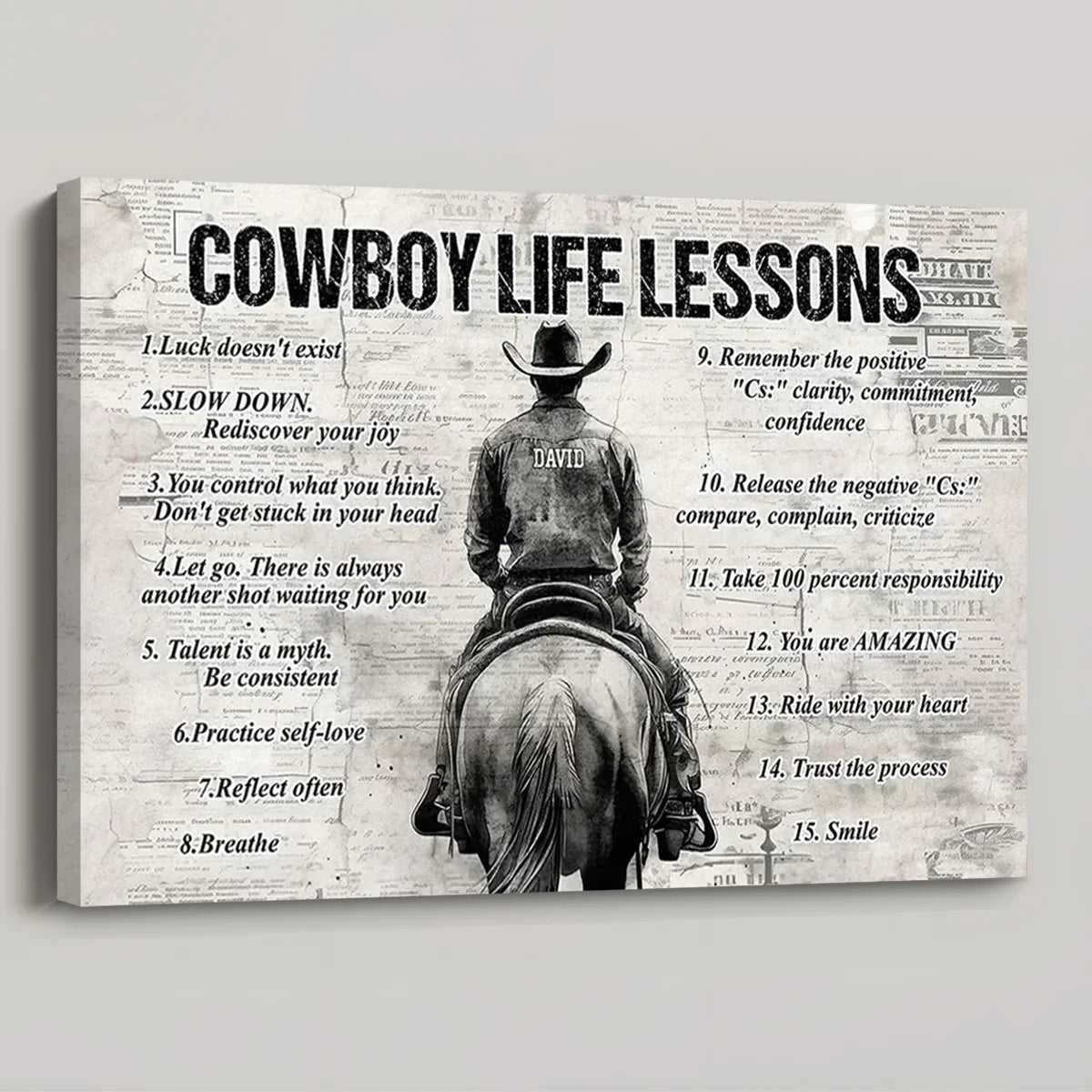 Personalized Cowboy Life Lessons Poster / Canvas - Gift For Cowboy