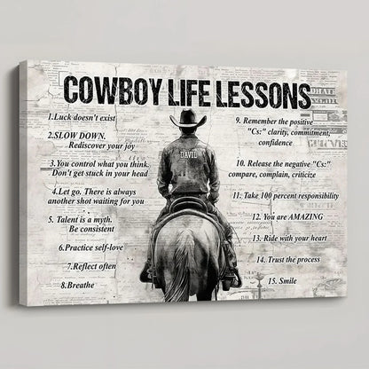 Personalized Cowboy Life Lessons Poster / Canvas - Gift For Cowboy