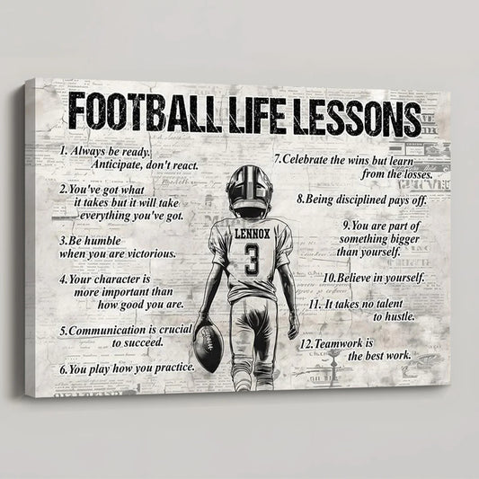 Personalized American Football Life Lessons Boy Poster / Canvas - Gift For American Football Lovers
