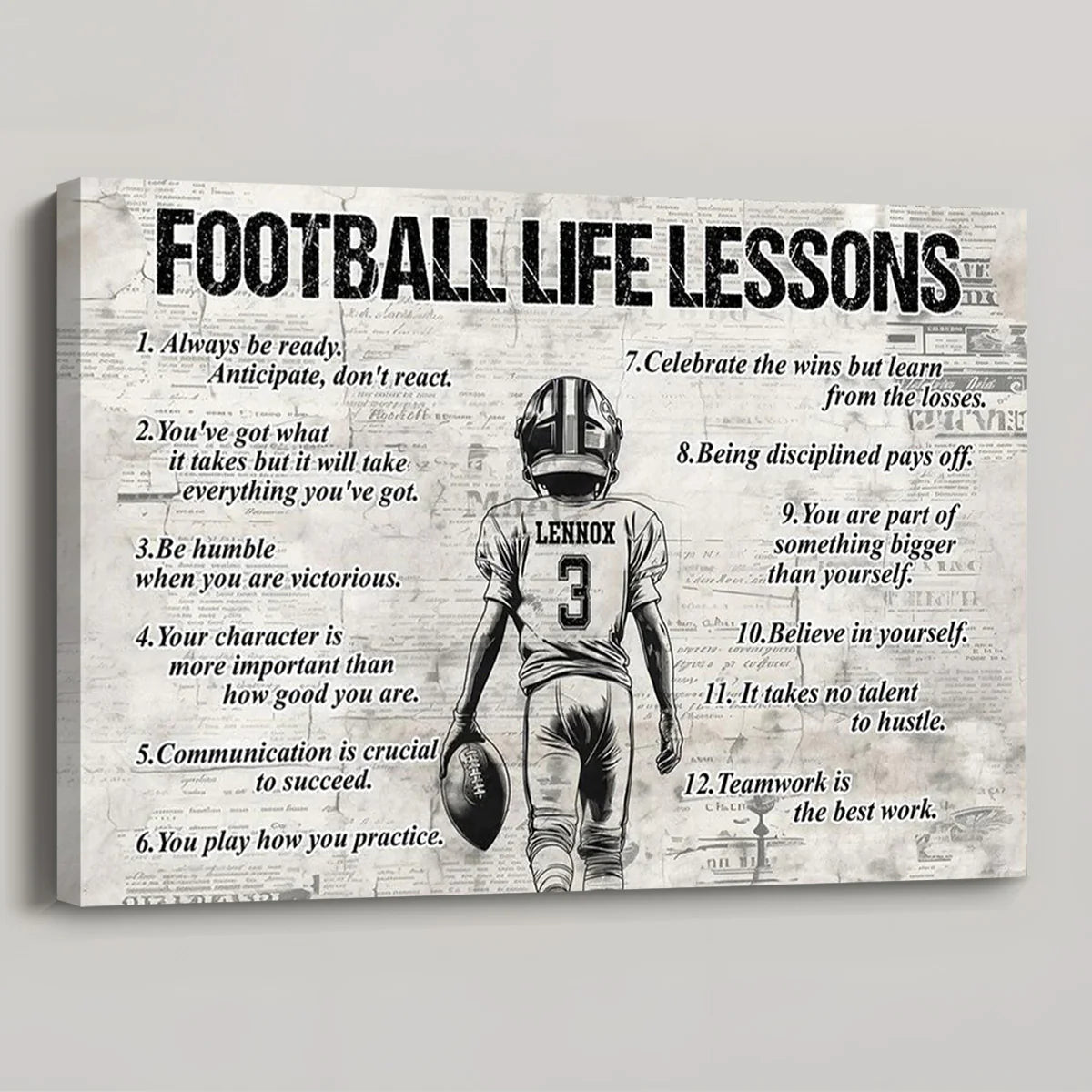 Personalized American Football Life Lessons Boy Poster / Canvas - Gift For American Football Lovers