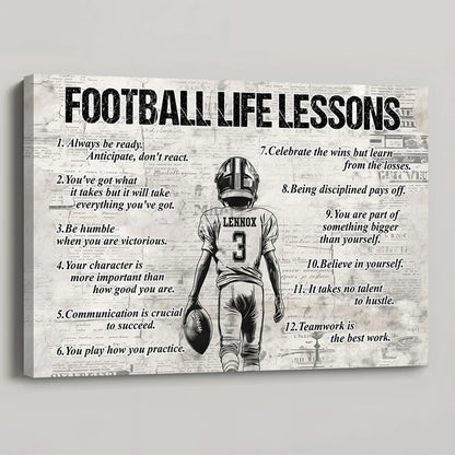 Personalized American Football Life Lessons Boy Poster / Canvas - Gift For American Football Lovers
