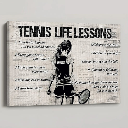 Personalized Tennis Life Lessons Poster / Canvas - Custom Gift For Tennis Lovers