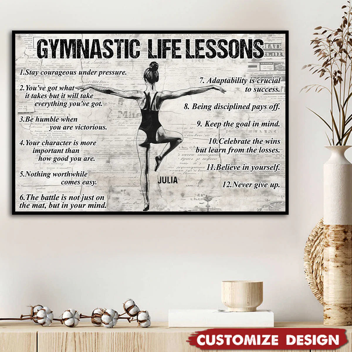 Personalized Gymnastics Life Lessons Girl Poster / Canvas - Gift for Gymnastics Lovers
