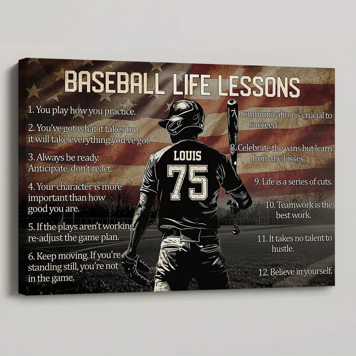 Personalized American Baseball Life Lesson Poster / Canvas - Custom Gift For Baseball Lovers
