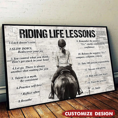 Personalized Riding Life Lessons Poster / Canvas - Gift For Horse Girl