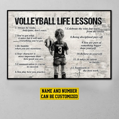 Personalized Volleyball Life Lessons Canvas / Poster - Gift for Girls & Volleyball Lovers