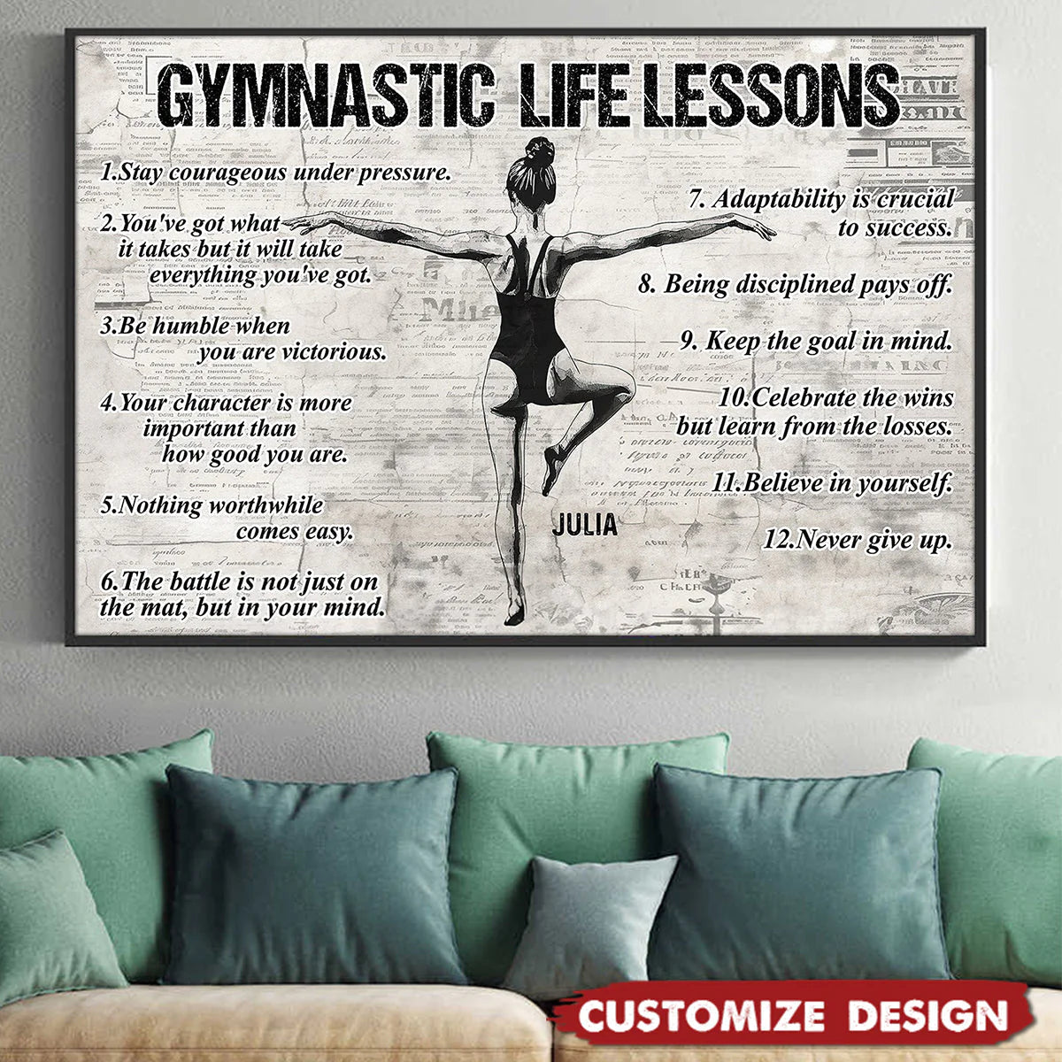 Personalized Gymnastics Life Lessons Girl Poster / Canvas - Gift for Gymnastics Lovers
