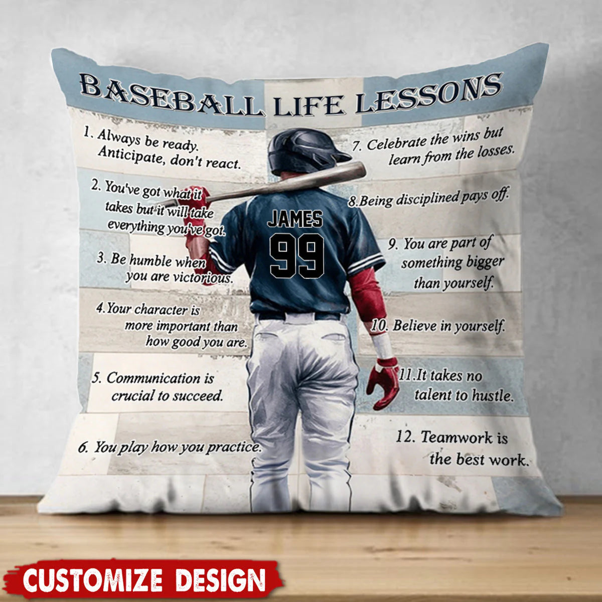 Personalized Baseball Life Lessons Pillow - Gift For Baseball Lover