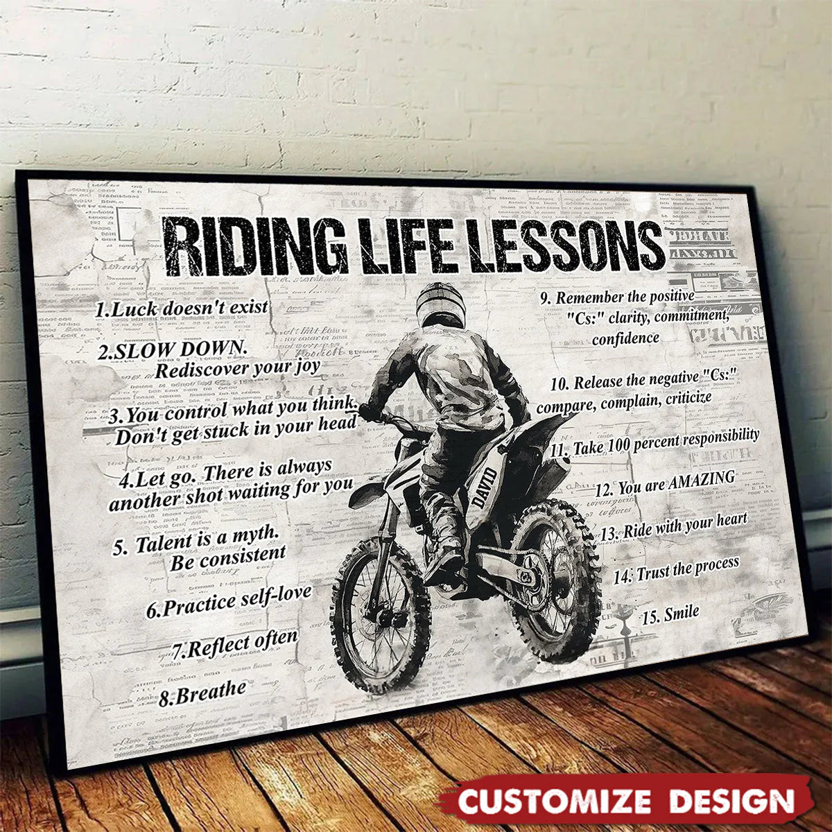 Personalized Riding Life Lessons Poster / Canvas - Gift for Bikers & Motorcycle Lovers
