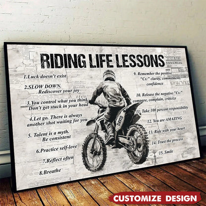 Personalized Riding Life Lessons Poster / Canvas - Gift for Bikers & Motorcycle Lovers