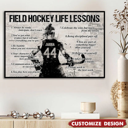 Personalized Field Hockey Life Lessons Poster / Canvas - Gift For Field Hockey Lovers