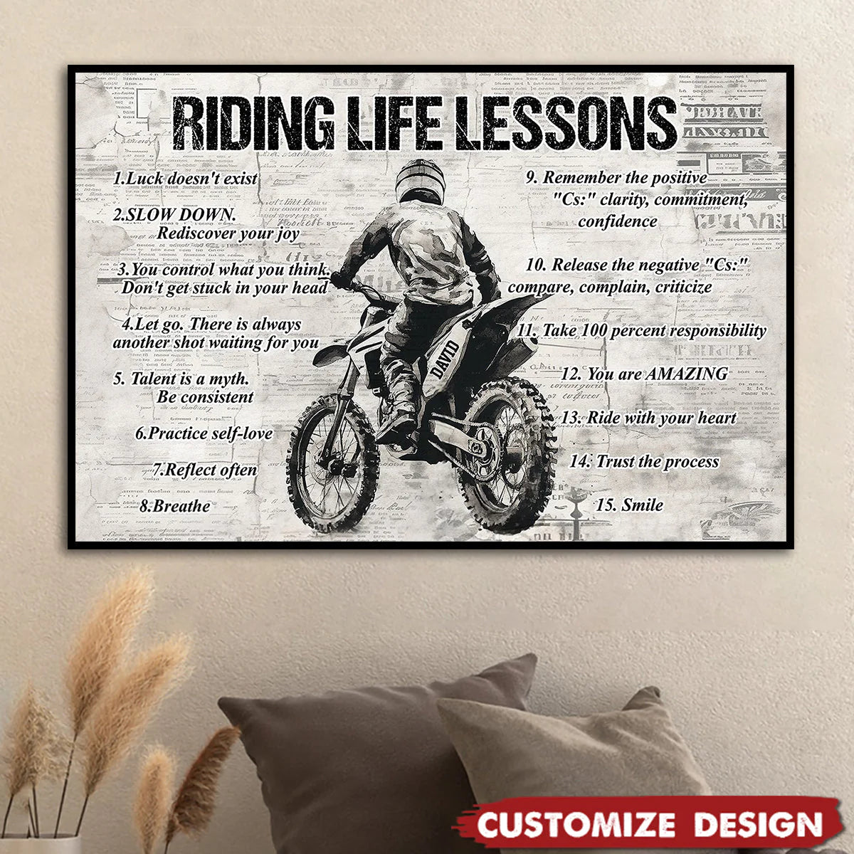 Personalized Riding Life Lessons Poster / Canvas - Gift for Bikers & Motorcycle Lovers
