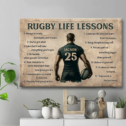 “Rugby Life Lessons” - Personalized Custom Photo Canvas / Poster