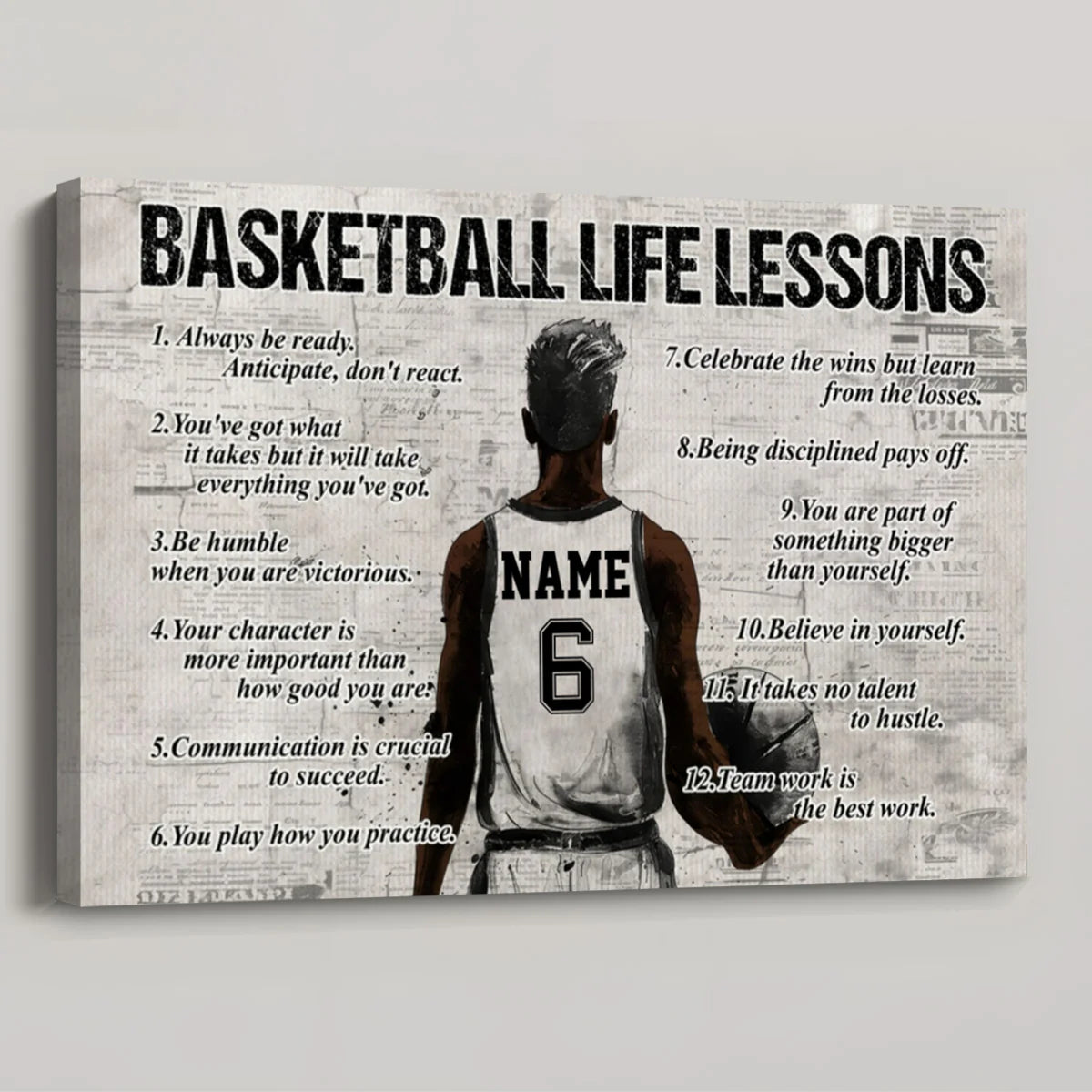 Basketball Life Lessons - Personalized Poster / Canvas (Multiple Skin Tones Available)