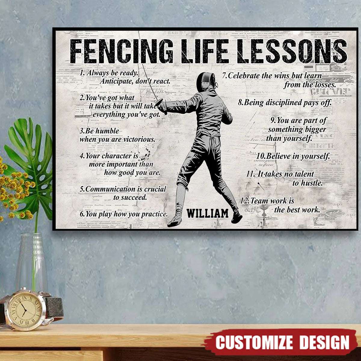 Personalized Fencing Life Lessons Poster / Canvas - Gift For Fencing Lovers