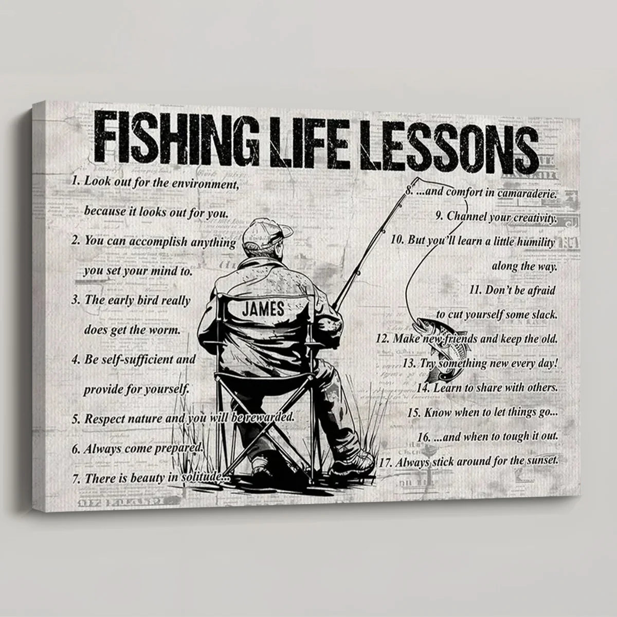 Personalized Fishing Life Lessons Poster / Canvas - Custom Gift For Fishing Lovers