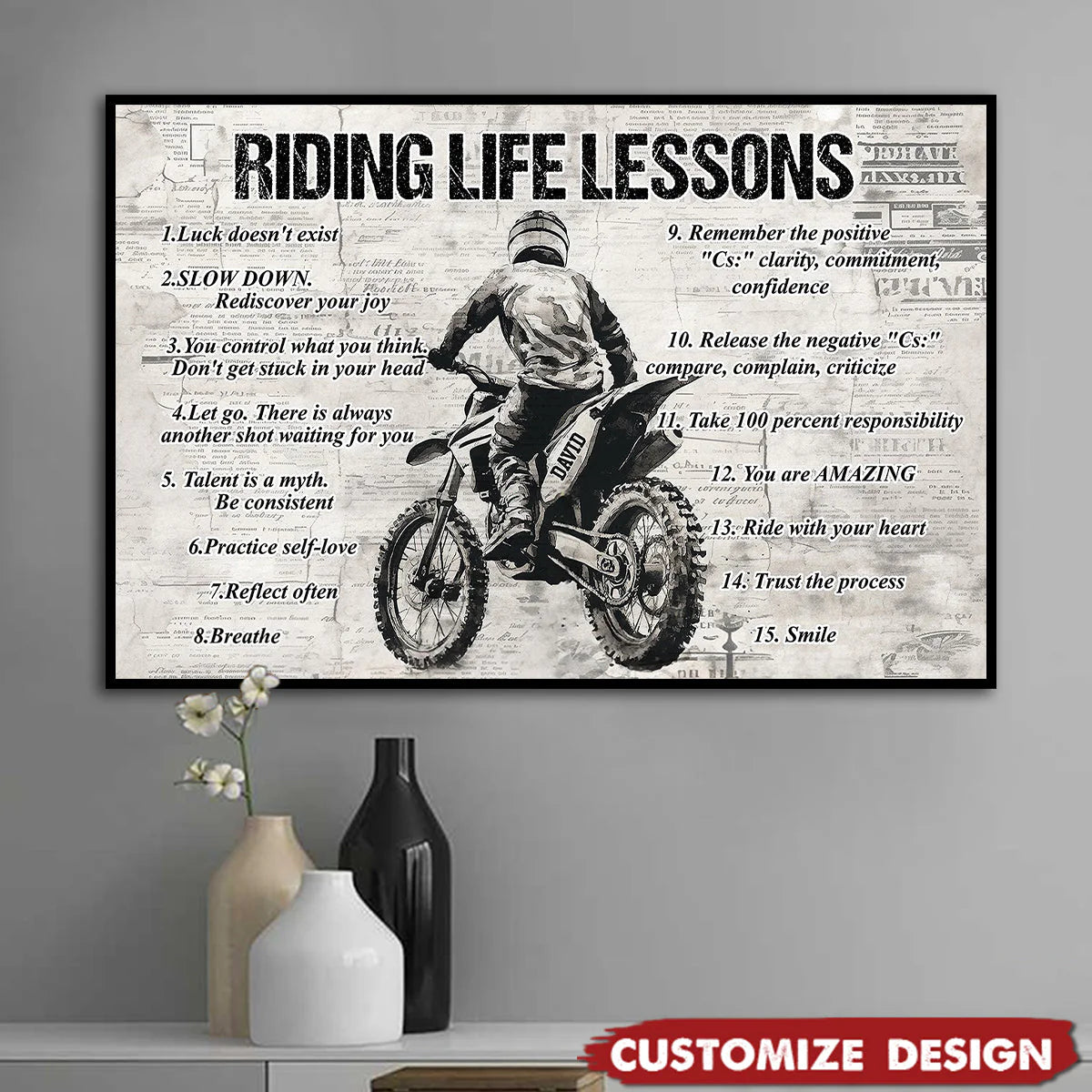 Personalized Riding Life Lessons Poster / Canvas - Gift for Bikers & Motorcycle Lovers