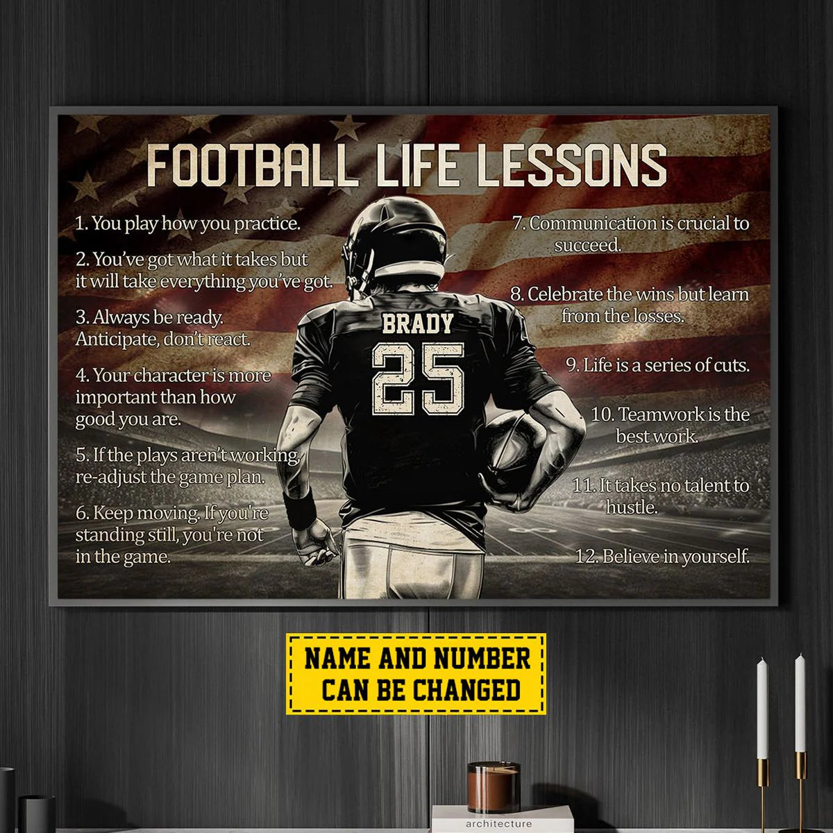 Personalized Football Life Lessons Poster / Canvas - Custom Gift For Football Lovers