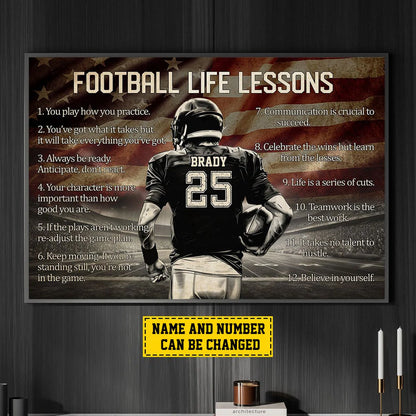 Personalized Football Life Lessons Poster / Canvas - Custom Gift For Football Lovers
