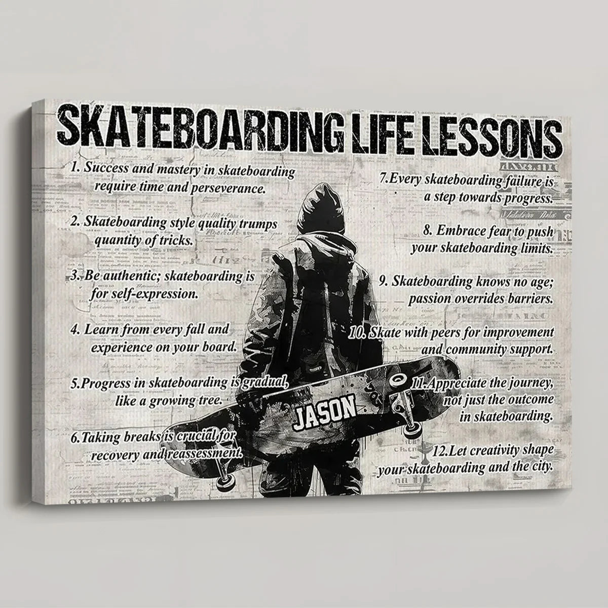Personalized Skateboarding Life Lessons Poster / Canvas - Gift For Skateboarding Lovers