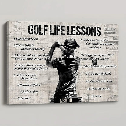 Personalized Golf Life Lessons Poster / Canvas - Custom Gift For Golf Lovers